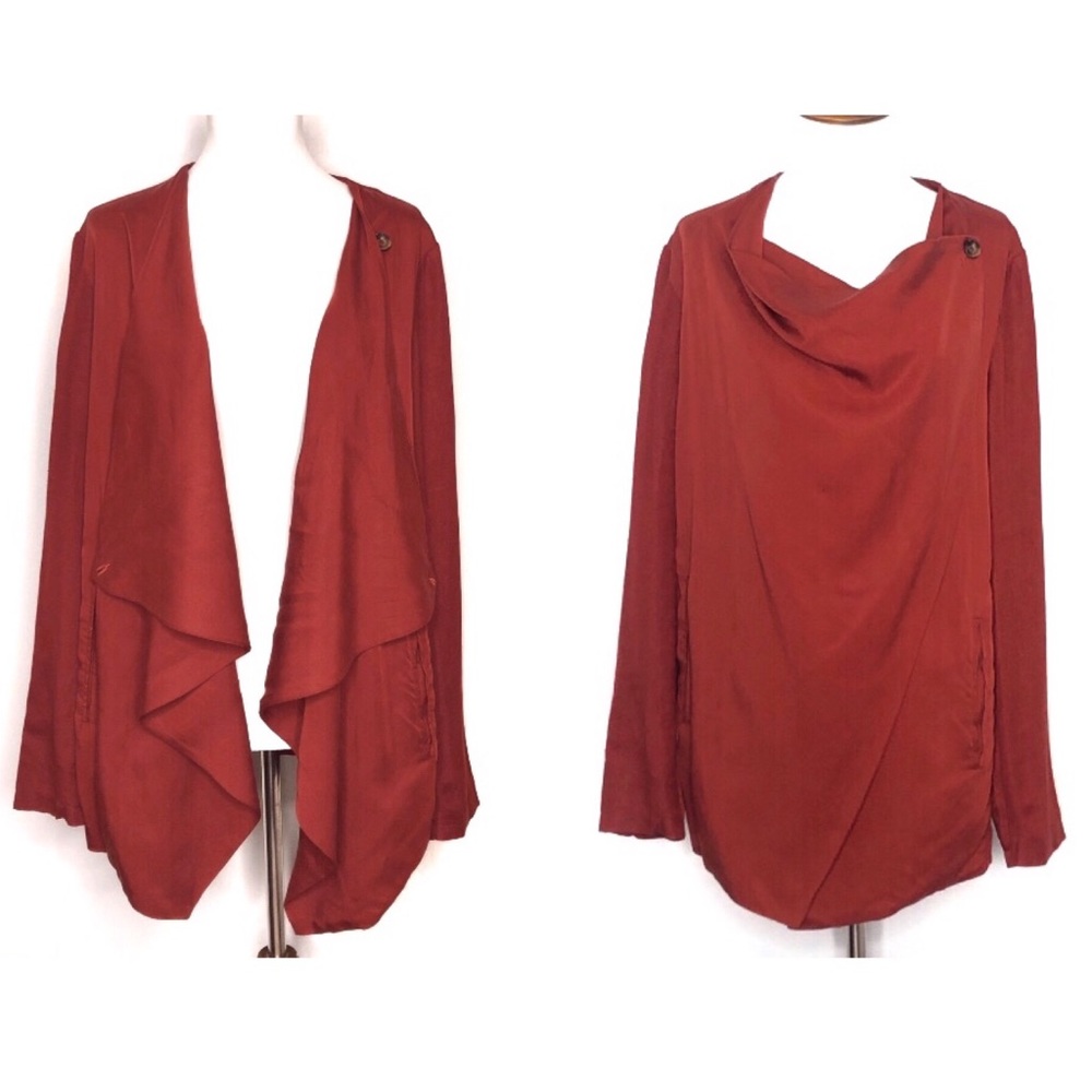 Blank NYC Burnt Orange Drape Cardigan Cape Jacket